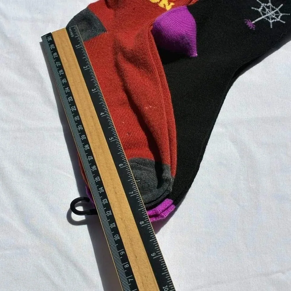 Halloween Crew Socks Black Orange Women One Size Spooky Season Set of 2